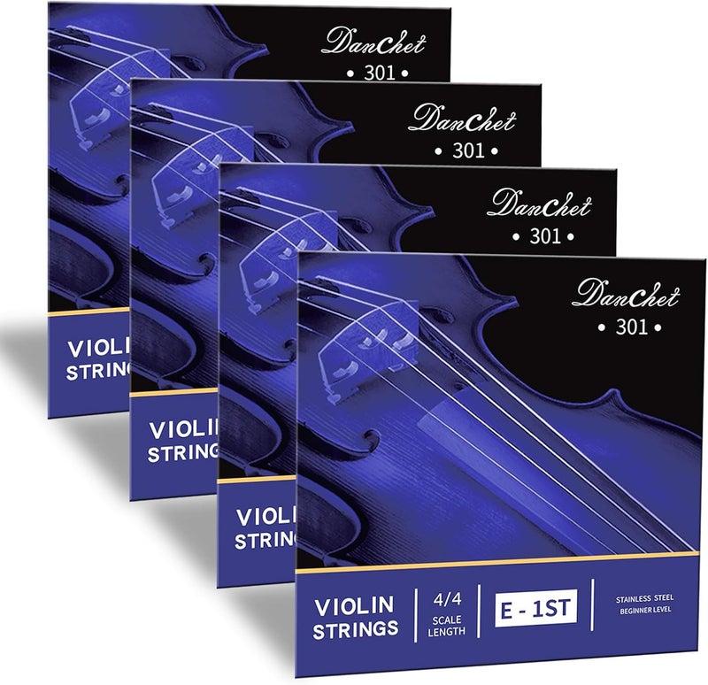 Danchet Violin Strings 4/4 E1. 4pcs Beginners Level, Ball End, Stainless Steel 301… - Image 1